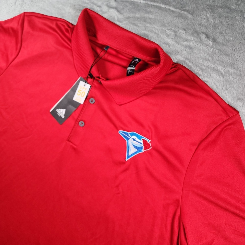 Toronto Blue Jays Polo Shirt Mens 2XL Red MLB Baseball‎ Adidas Golf UPF 50 Top
